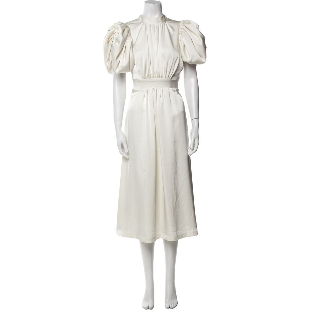 ROTATE Noon Puff Sleeve Open Back Midi Dress Satin Bridal NWT 2 - Picture 3 of 16